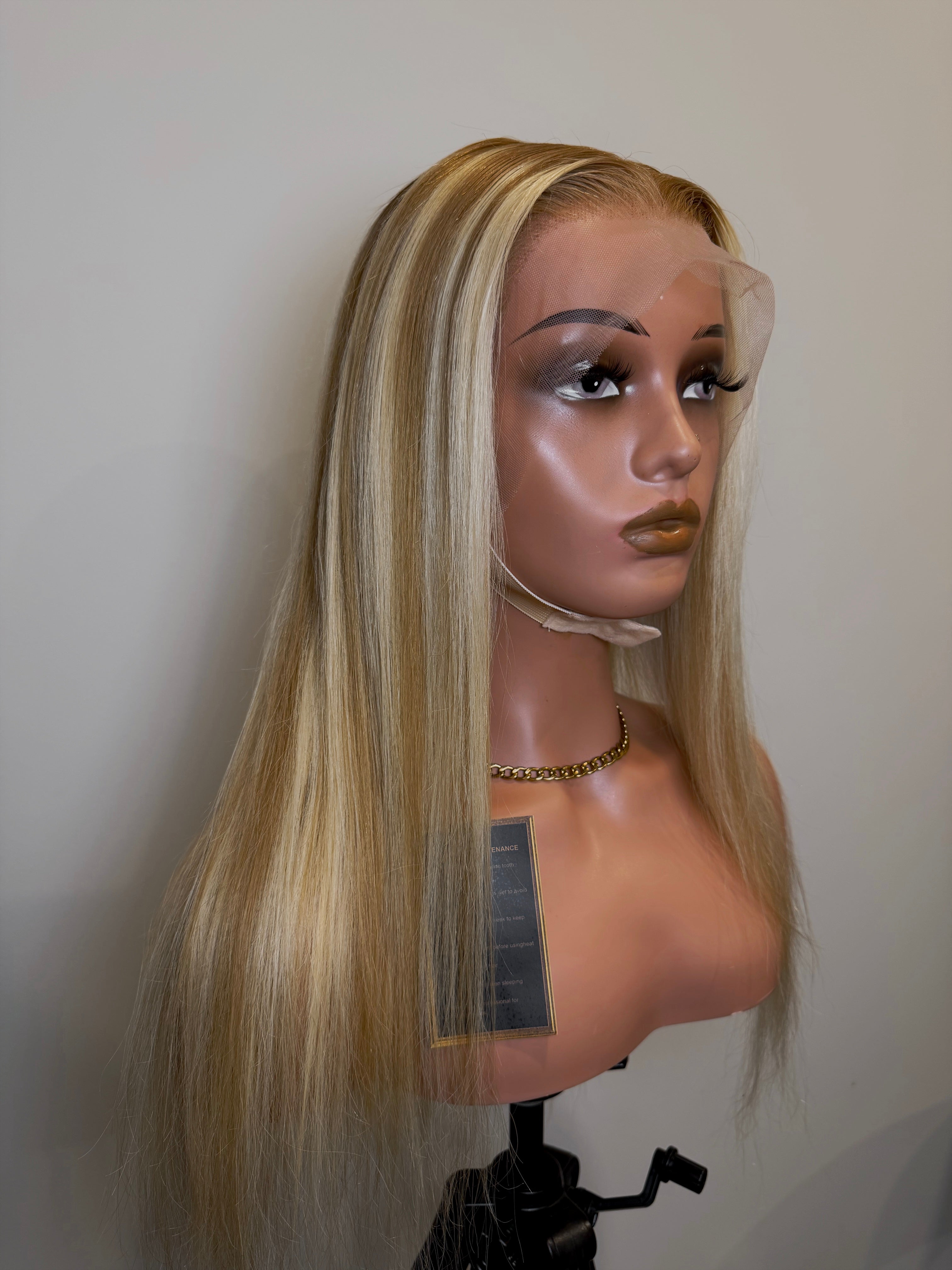 13x4 Honey Blonde Highlight Straight Lace Front Wig 200 density