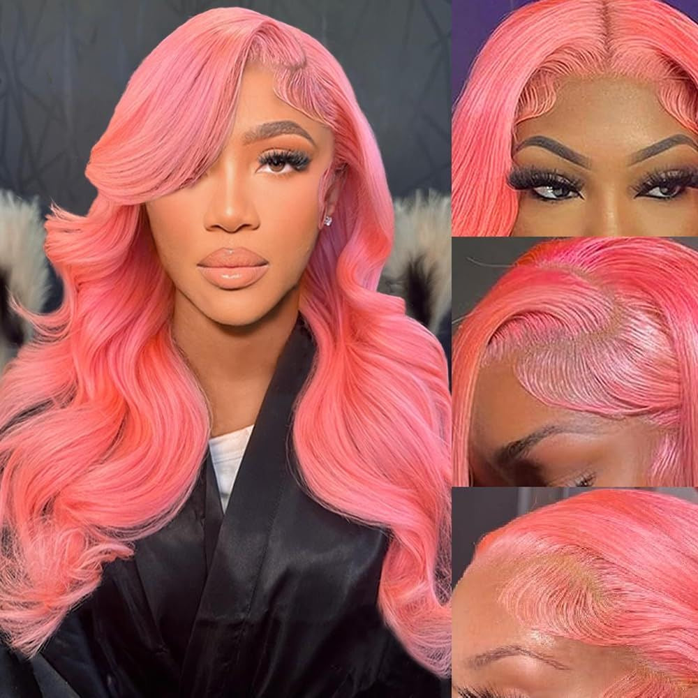 Body wave Pink Transparent lace 13x4 200 % density