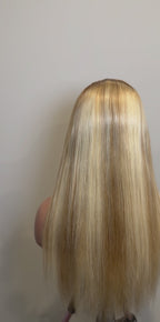 13x4 Honey Blonde Highlight Straight Lace Front Wig 200 density